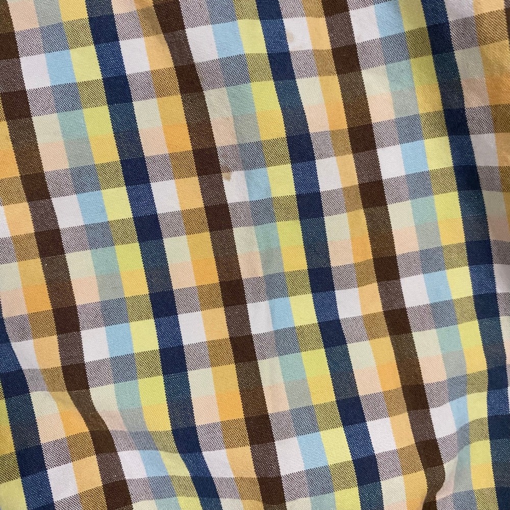 Vintage Old Navy Mens 36 Plaid Shorts Multicolor‎ Gingham Yellow Blue Cotton - Picture 9 of 11
